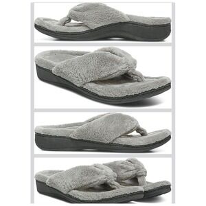 Vionic Gracie Terry Cloth Orthotic Toe Post Slippers Women 10 Gray Comfort Spa
